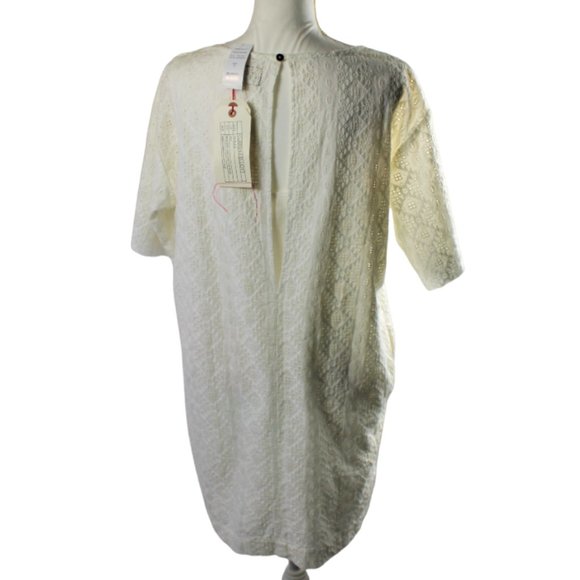 Current Elliot Eyelet T-Shirt Slip-On Dress, Dirty White, Size Medium - Picture 5 of 7
